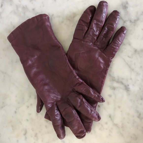 Aris Accessories - ARIS Vintage Burgundy Leather Cashmere Lined Gloves 7 1/2